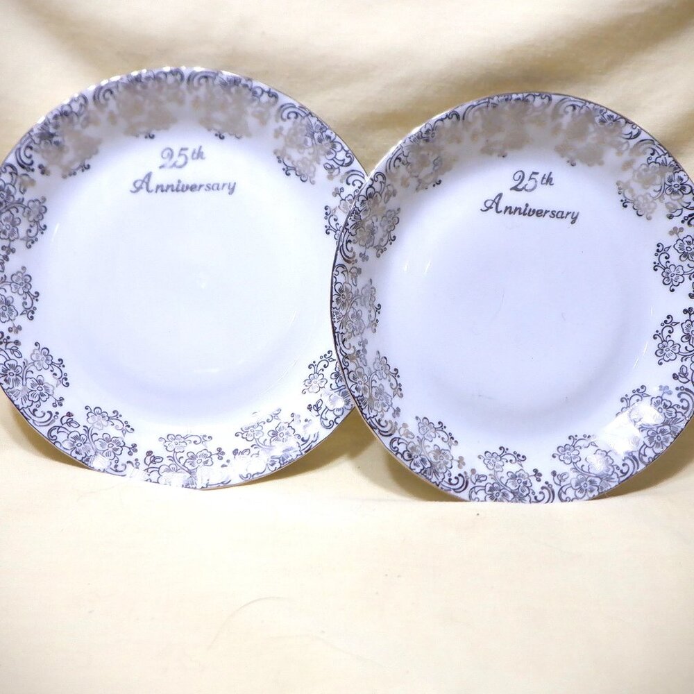 Set of 2 Luncheon PLATES by CHODZIEZ ~~~ 25th ANNIVERSARY ~~~ Made in Poland